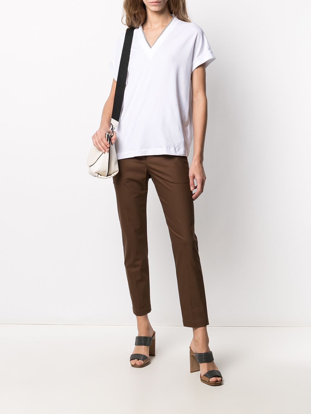 Brunello Cucinelli T-shirt con scollo a V, view 2