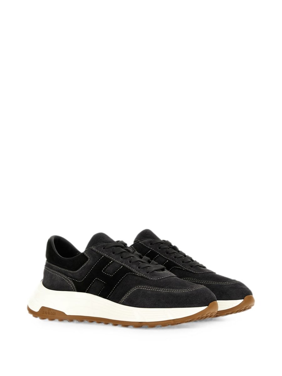 Hogan Sneakers blu multilayer in suede, view 2