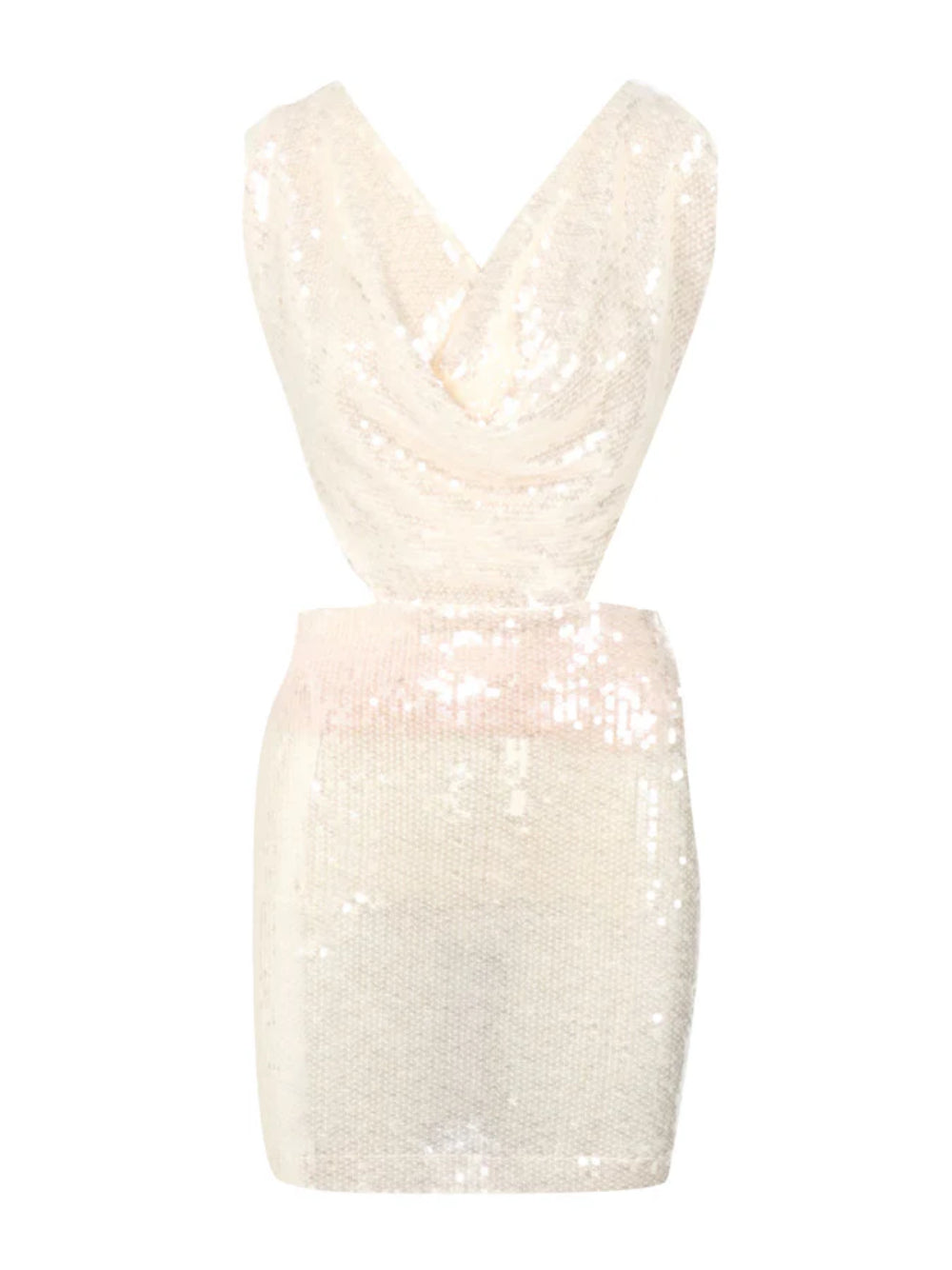 AMAZUIN Mini abito Ester avorio con scollo a V drappeggiato e cut-out laterali
