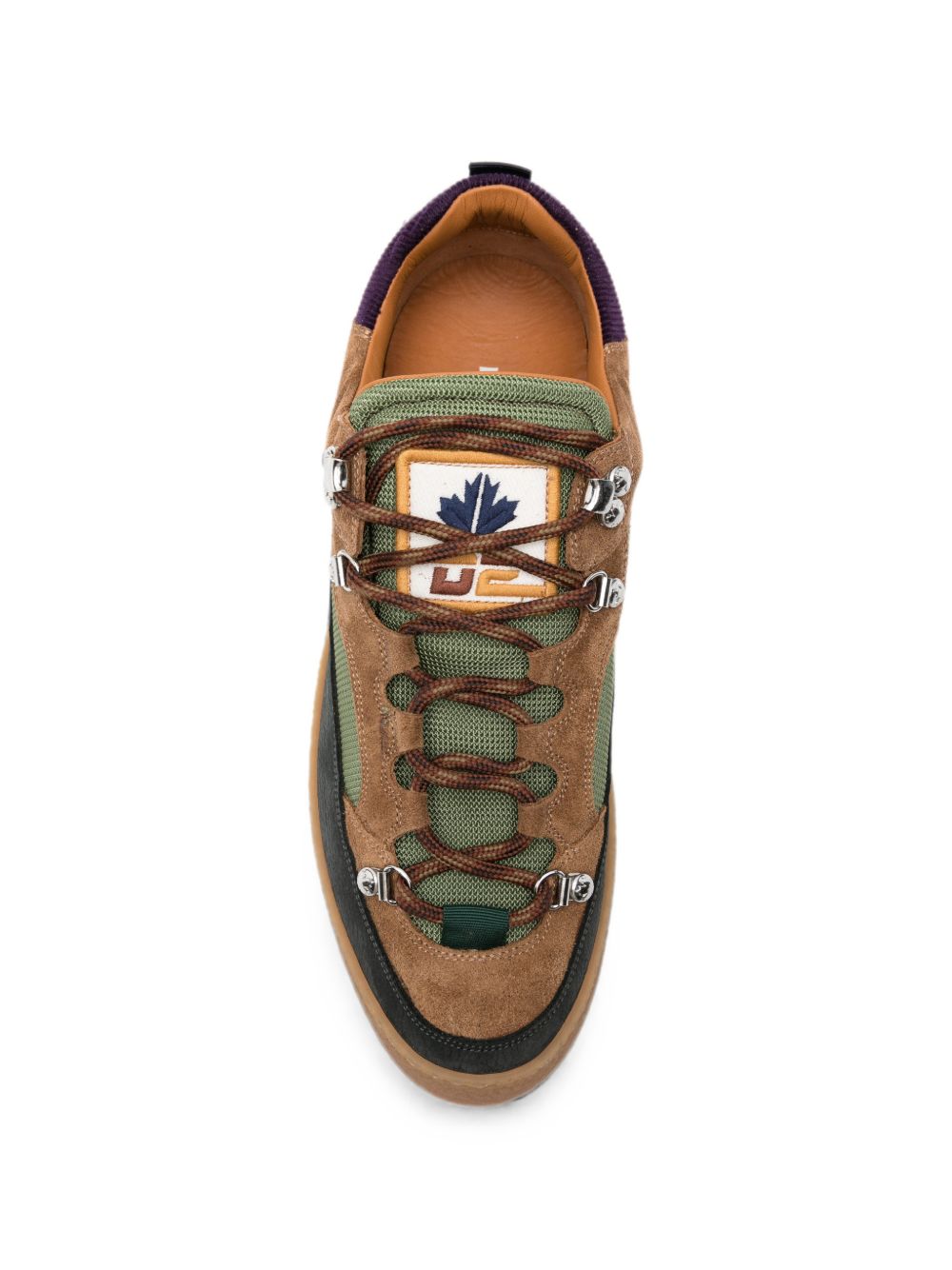 Dsquared2 Sneakers in suede verde con dettagli marroni, view 2