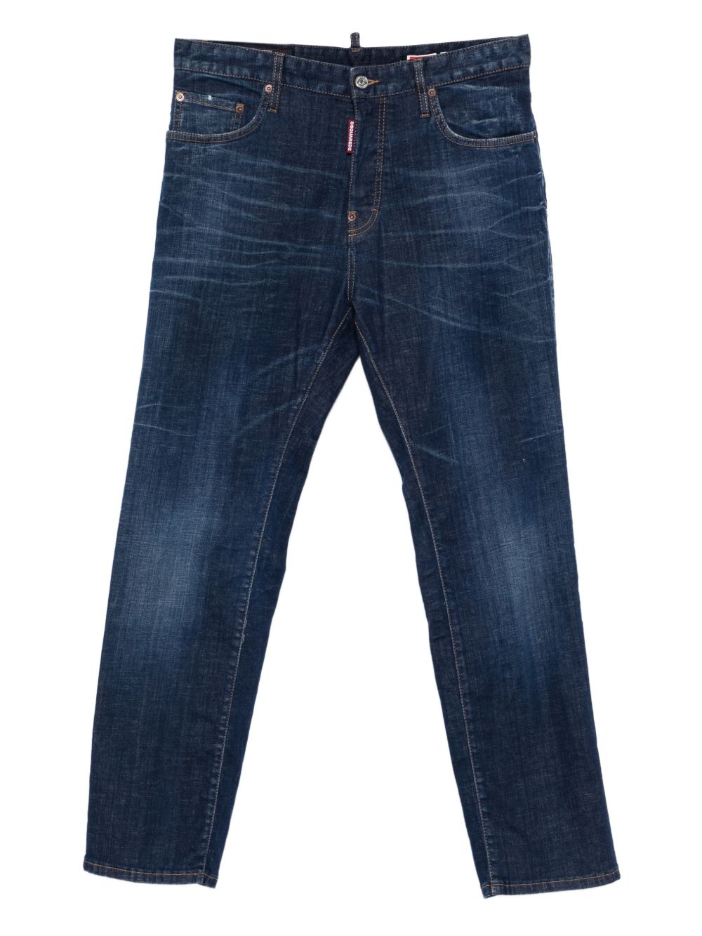 Dsquared2 Jeans lunghi blu scuro da uomo con effetto wash