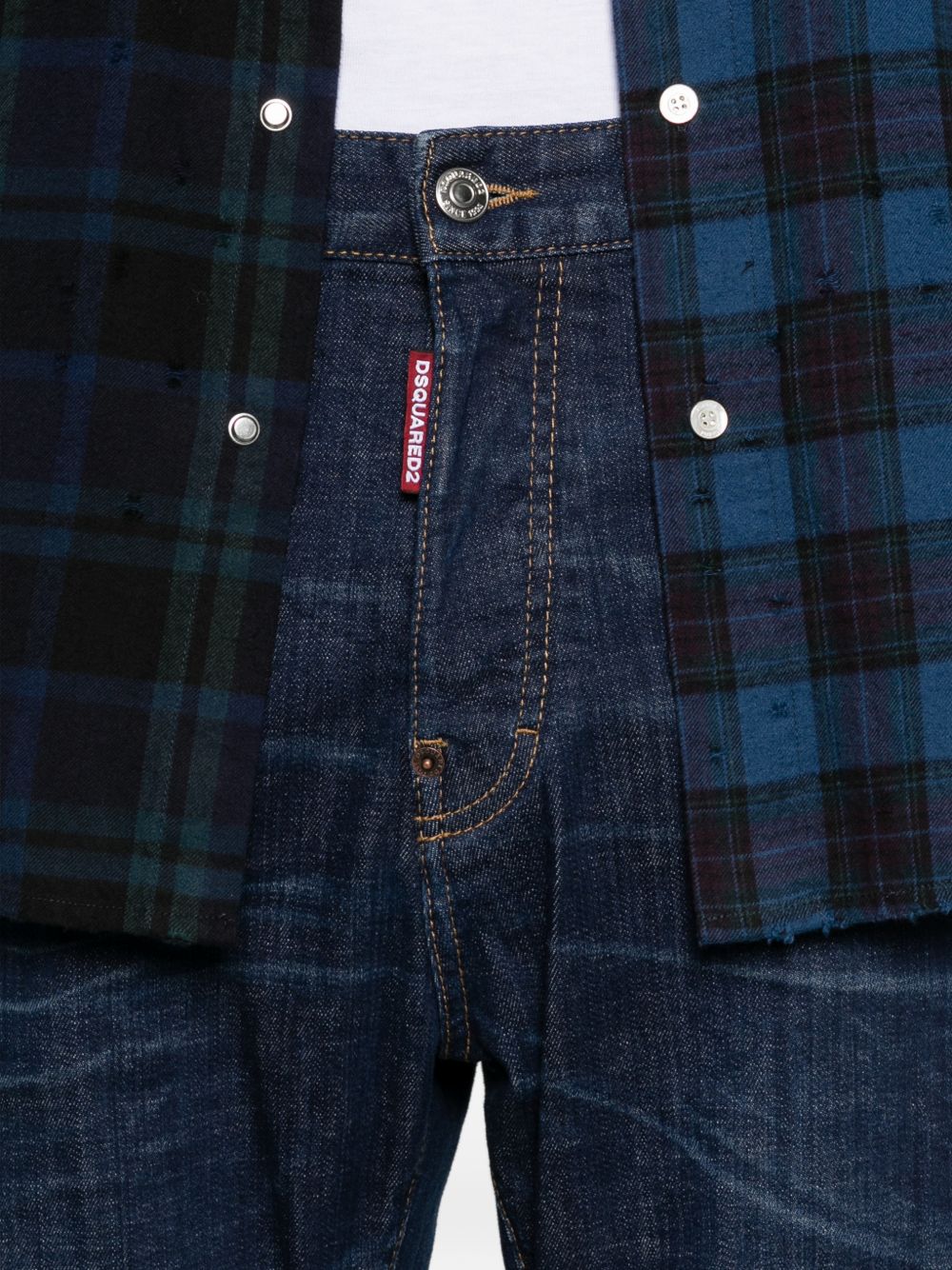 Dsquared2 Jeans lunghi blu scuro da uomo con effetto wash, view 2