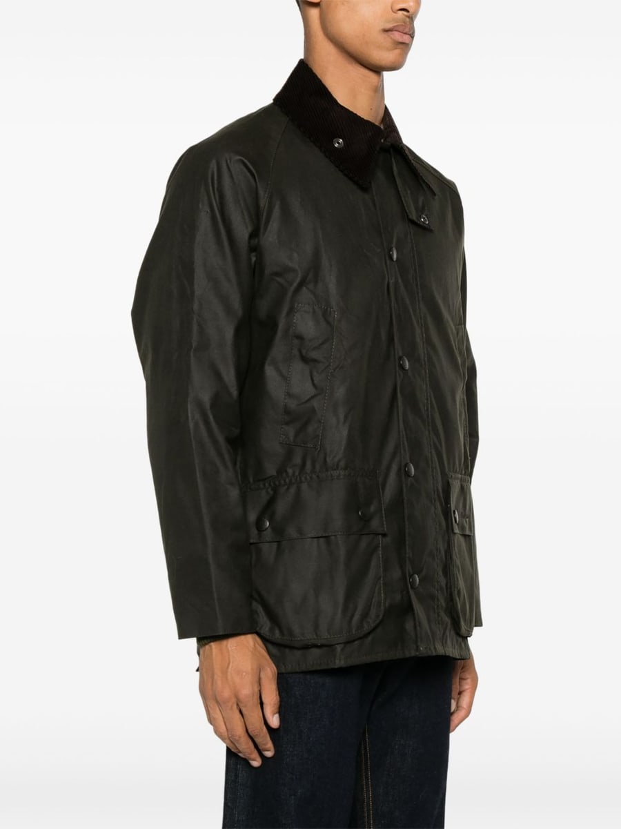 BARBOUR Giacca verde con tasche e colletto in velluto, view 2