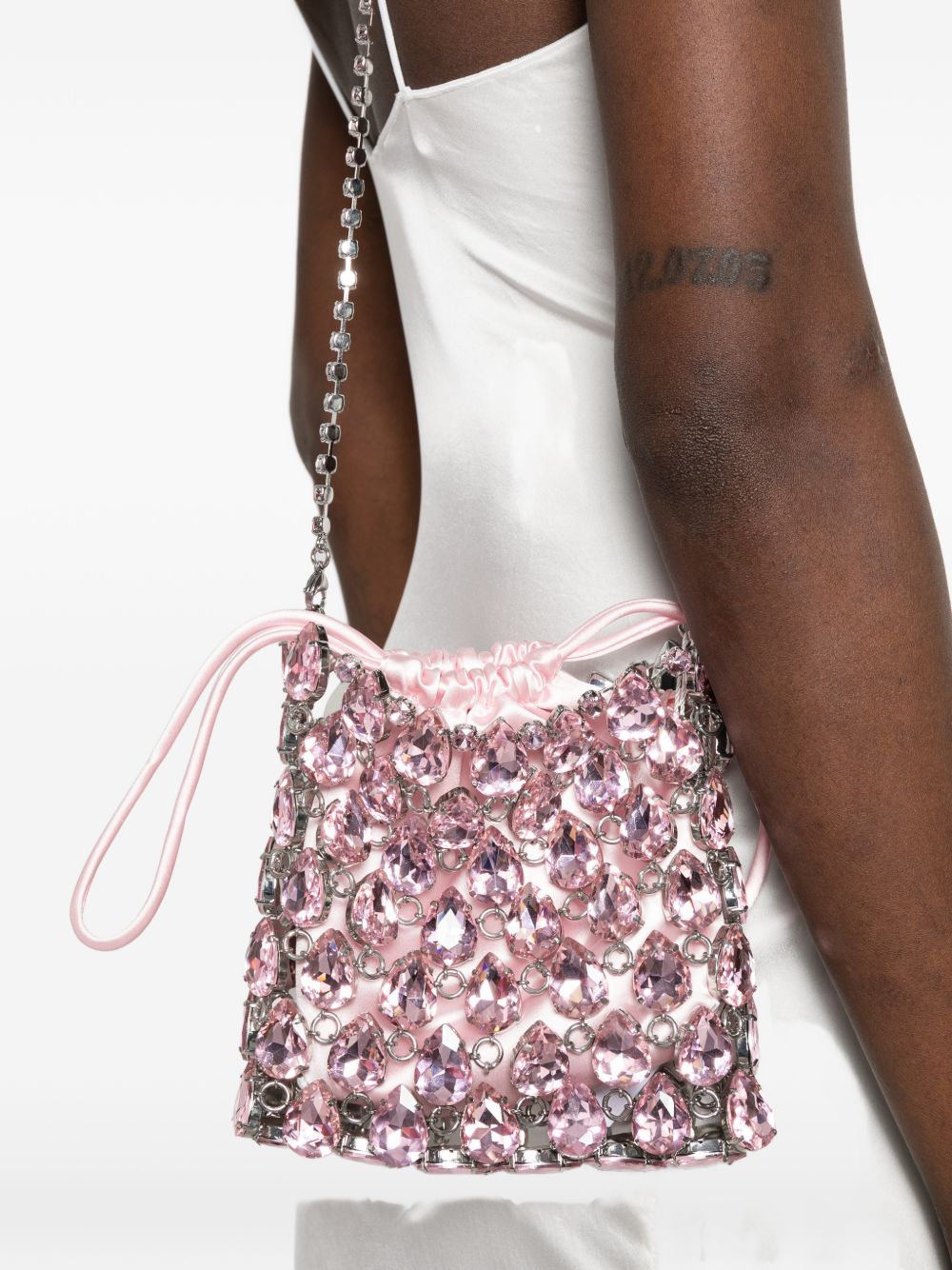 self-portrait Borsa a mano impreziosita da strass rosa, view 2
