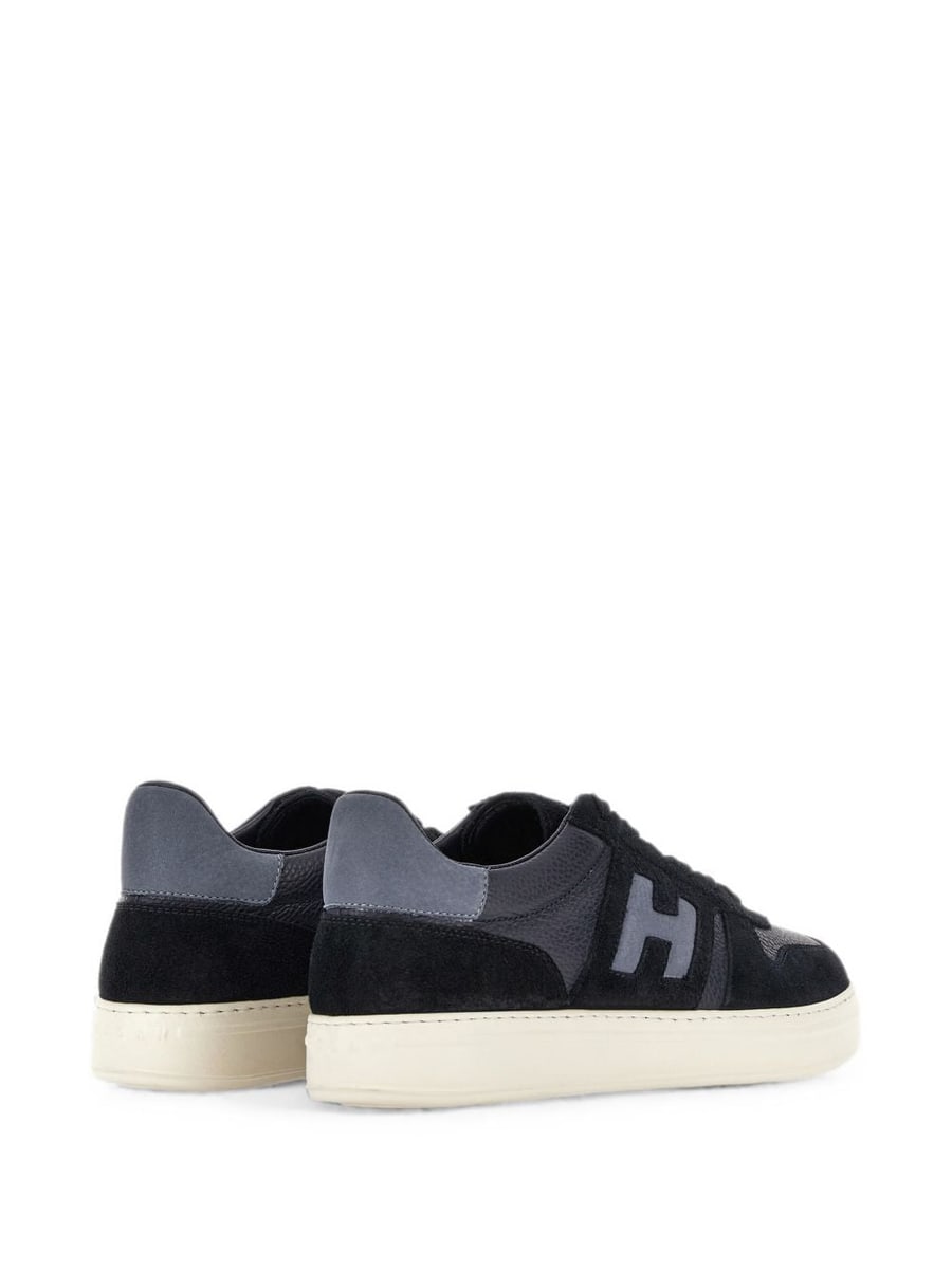 Hogan Sneakers blu con dettagli in suede e patch logo, view 4