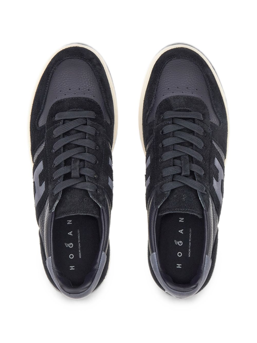 Hogan Sneakers blu con dettagli in suede e patch logo, view 2