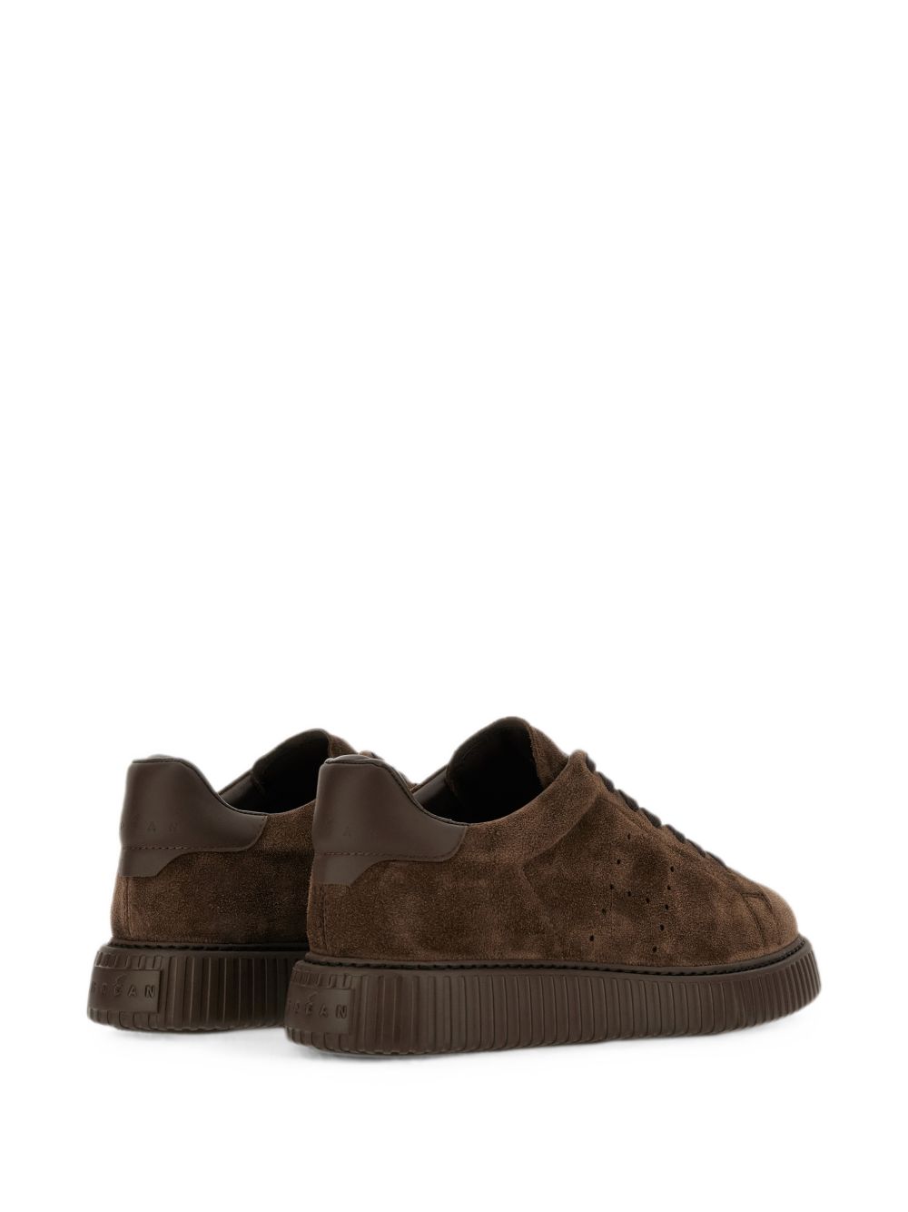 Hogan Sneakers marroni in suede traspirante con logo laterale, view 2