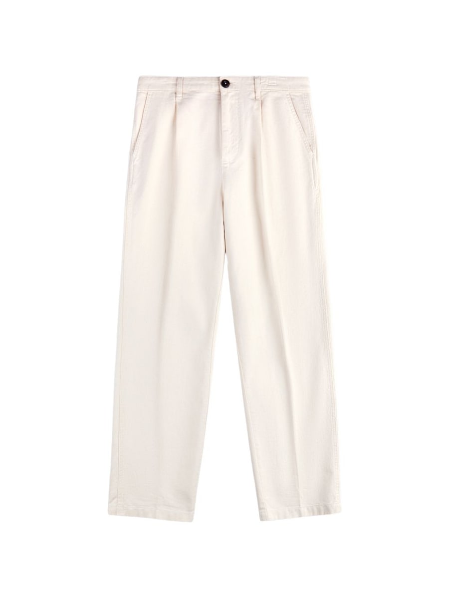 FAY Pantaloni in cotone ecrù con pinces