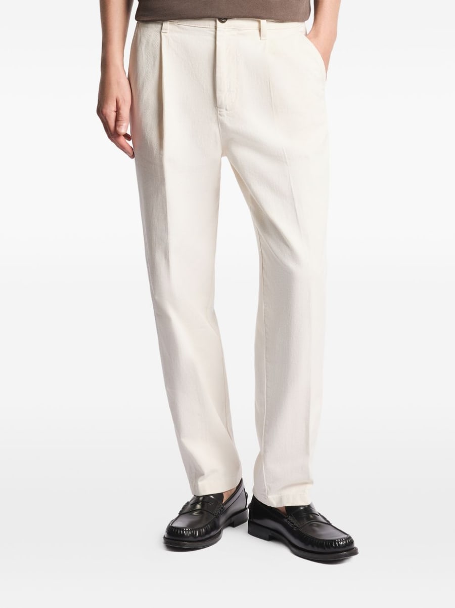 FAY Pantaloni in cotone ecrù con pinces, view 2