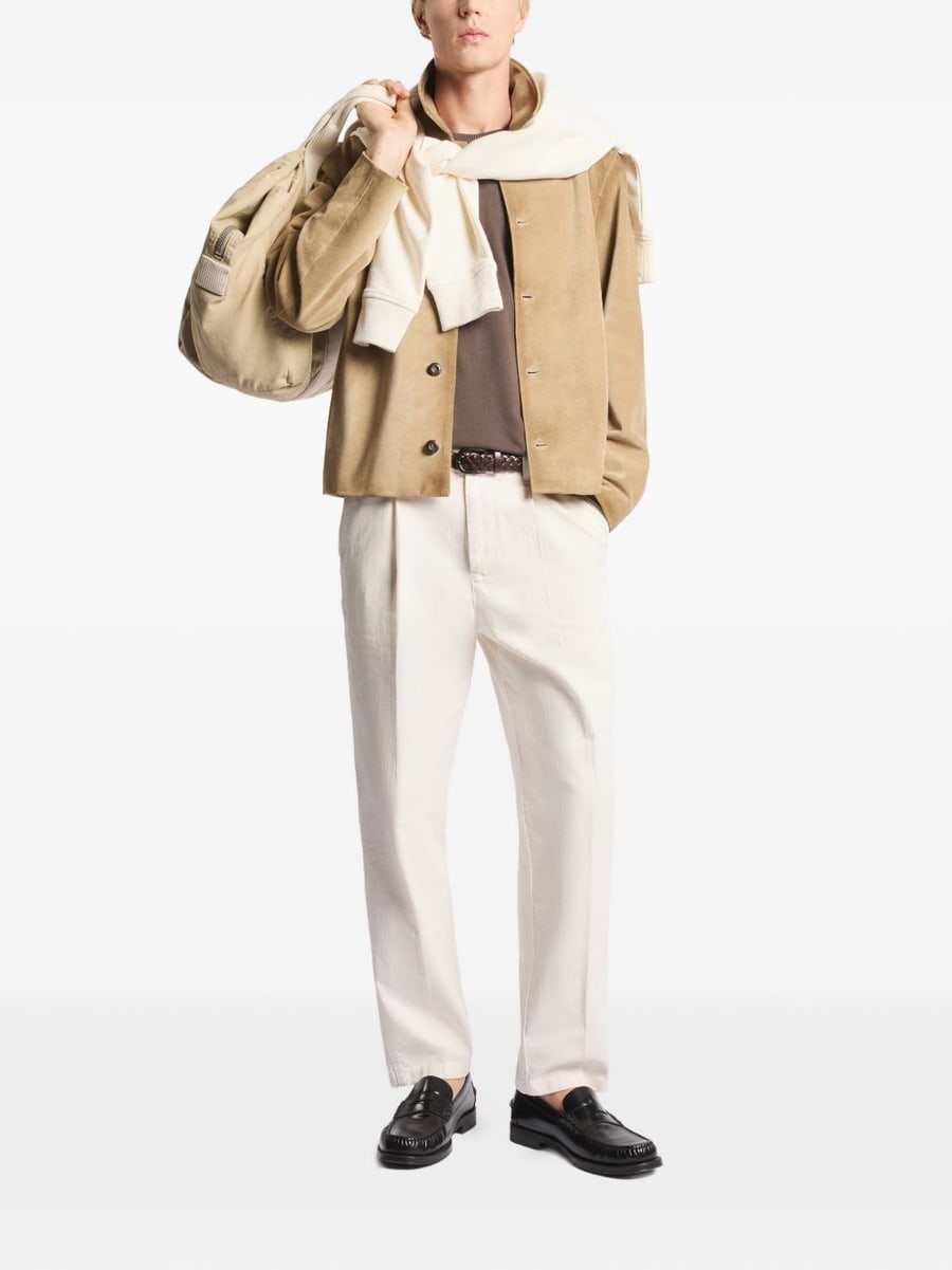 FAY Pantaloni in cotone ecrù con pinces, view 4