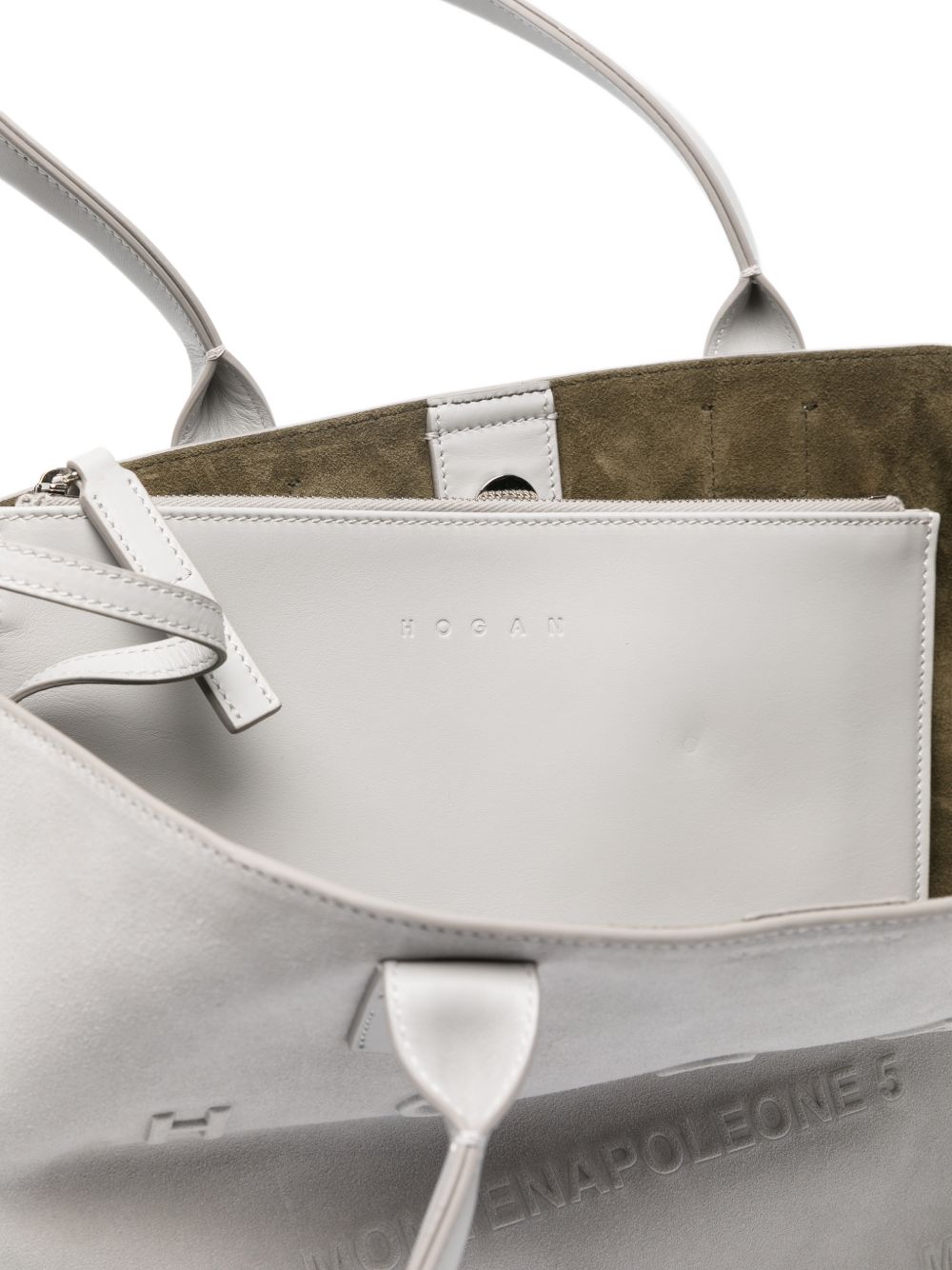 Hogan Borsa shopping in pelle bianca, view 2