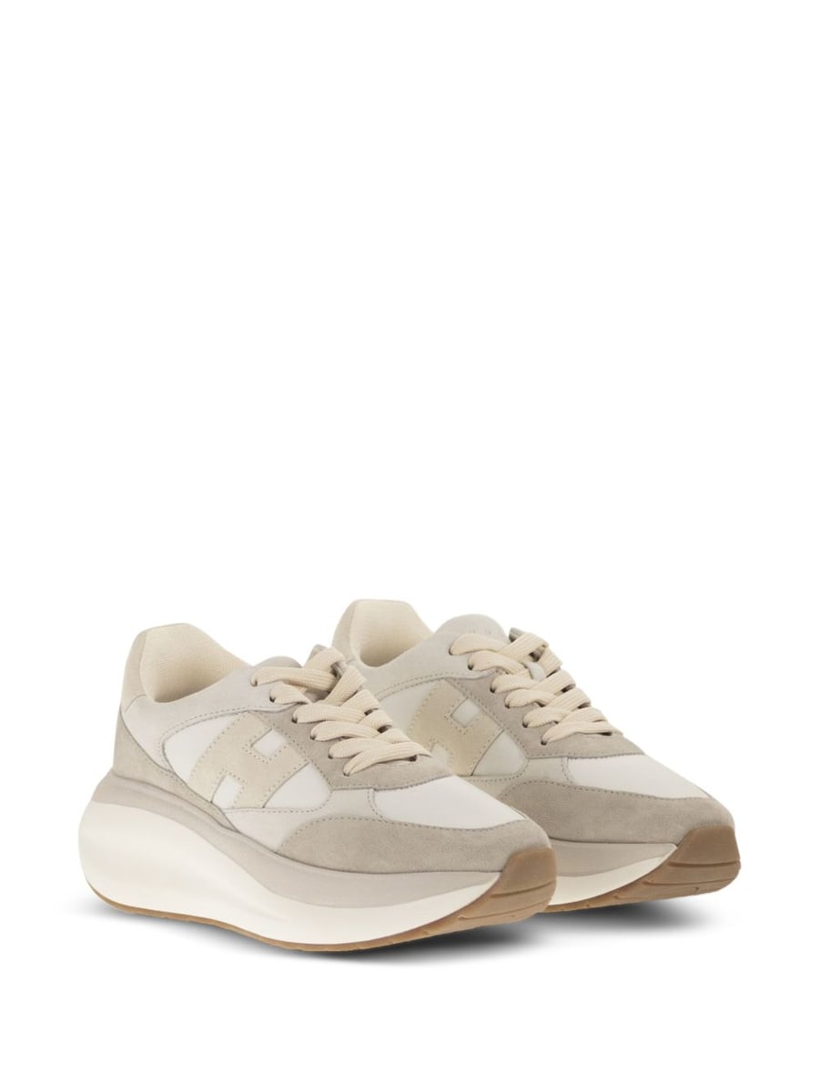 Hogan Sneakers H714 beige e grigio, view 2