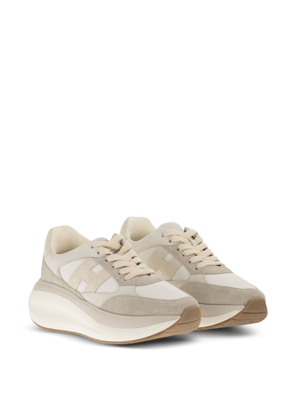 Hogan Sneakers H714 beige e grigio, view 2