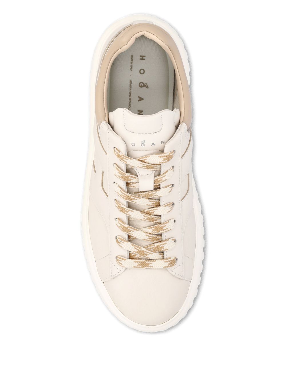 Hogan Sneakers H-Stripes in pelle beige, view 2