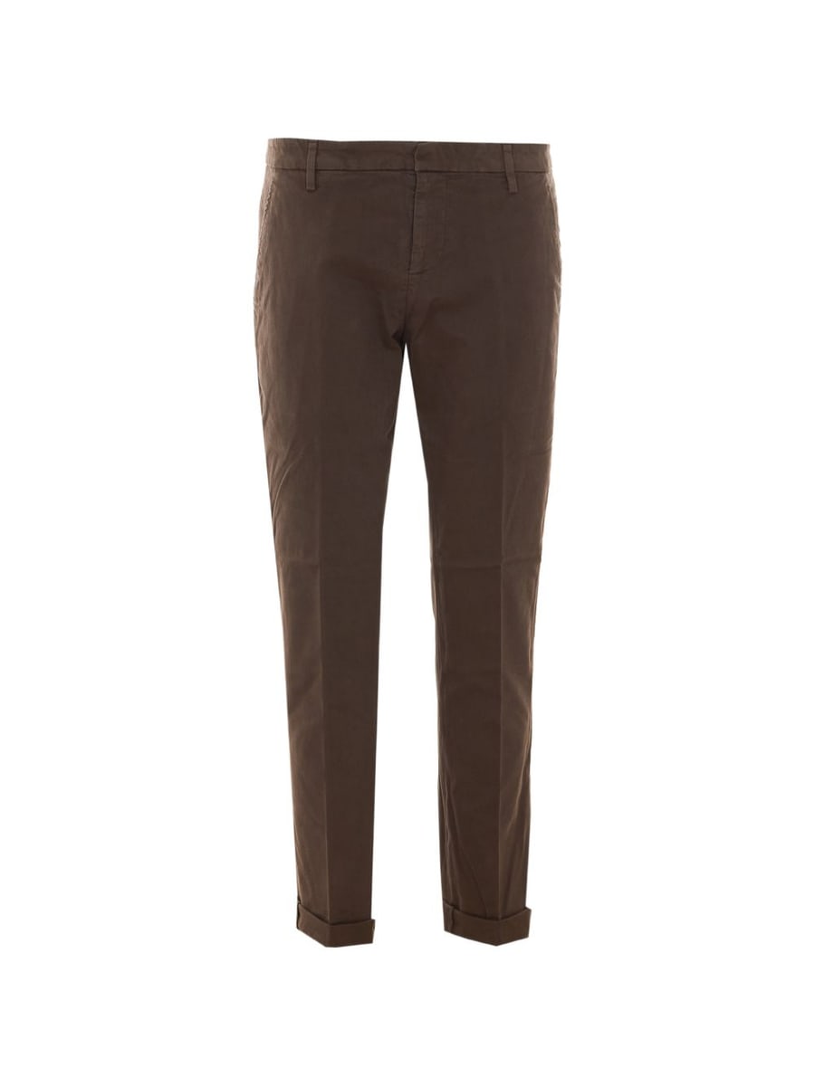 DONDUP Jeans marroni con risvolto e logo posteriore