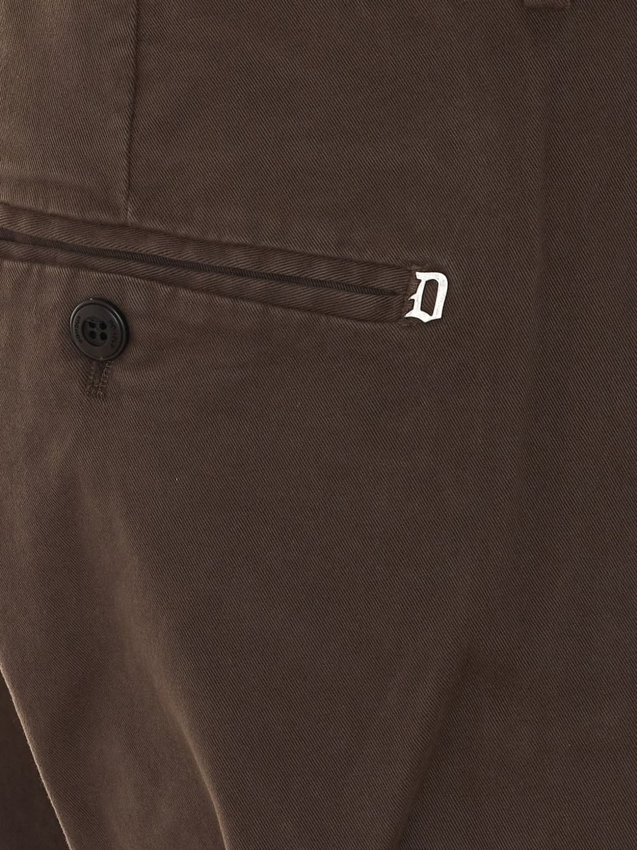 DONDUP Jeans marroni con risvolto e logo posteriore, view 3