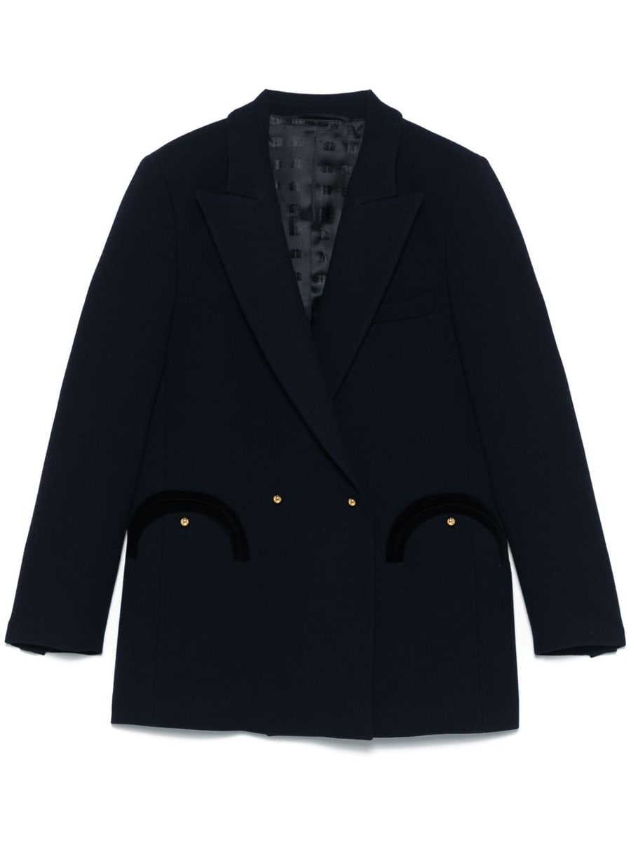 BLAZE Blazer doppiopetto blu in lana vergine con bottoni dorati
