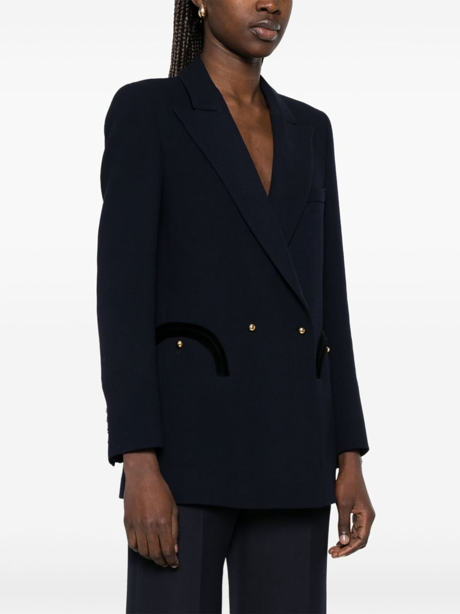 BLAZE Blazer doppiopetto blu in lana vergine con bottoni dorati, view 4
