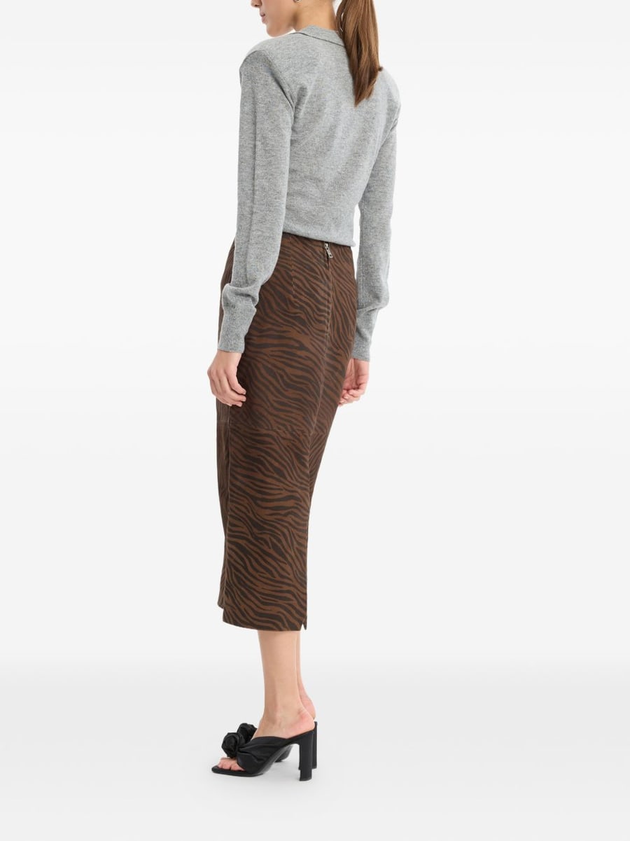 ROTATE Polo in maglia grigio mélange in lana merino e cashmere, view 3