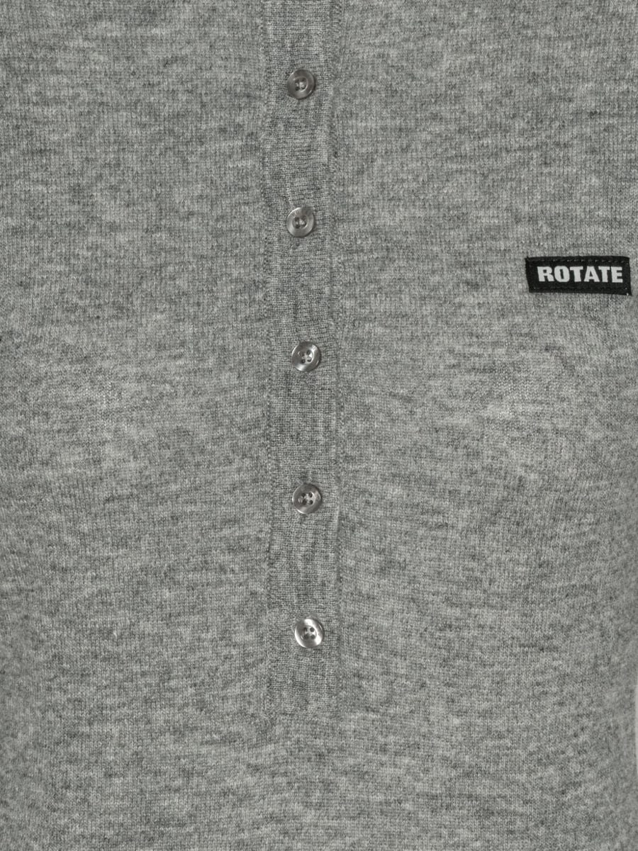ROTATE Polo in maglia grigio mélange in lana merino e cashmere, view 4