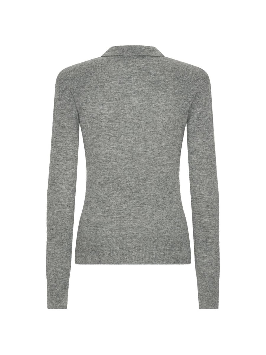 ROTATE Polo in maglia grigio mélange in lana merino e cashmere, view 5