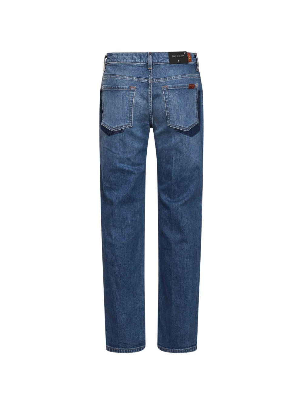 7 FOR ALL MANKIND Jeans blu a gamba dritta con effetto wash, view 2