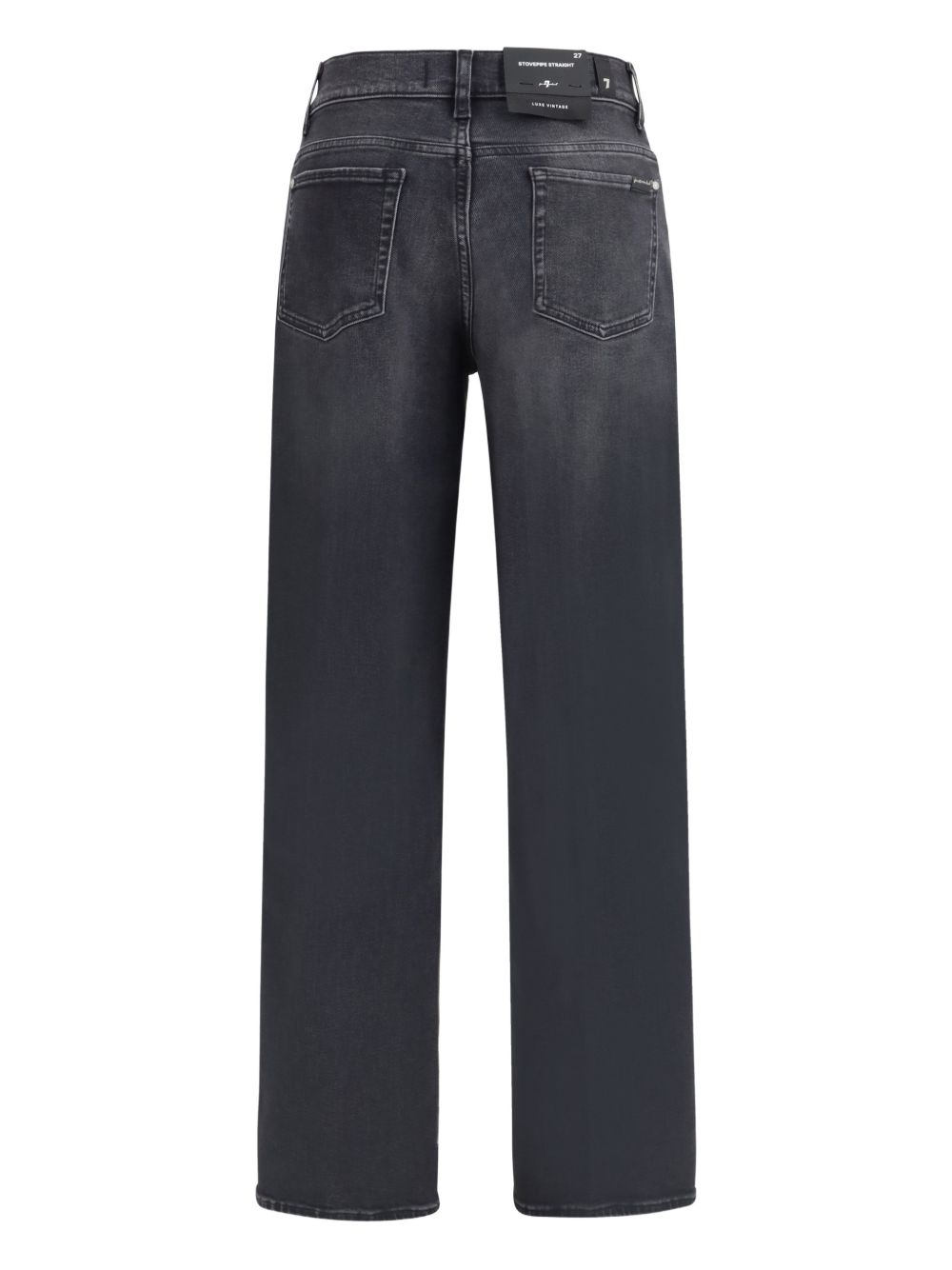 7 FOR ALL MANKIND Jeans neri a gamba dritta con effetto wash, view 2
