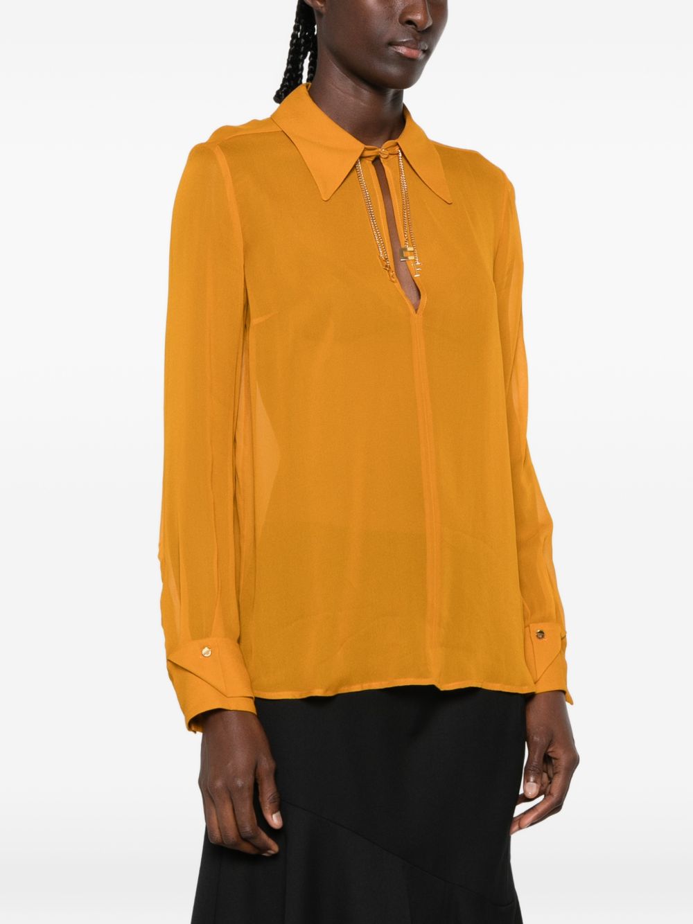 Elisabetta Franchi Camicia arancione luminoso semitrasparente, view 2