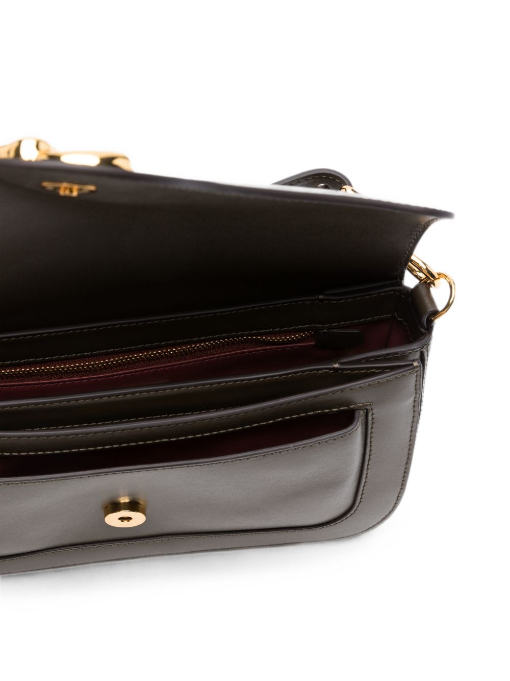 COCCINELLE Borsa Tote Bag marrone scuro con tracolla regolabile e logo dorato, view 2