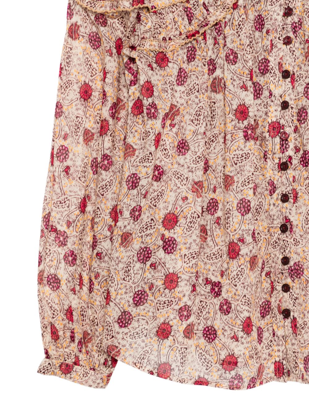 MARANT ETOILE Camicia rosa a maniche lunghe in cotone con fantasia floreale, view 2