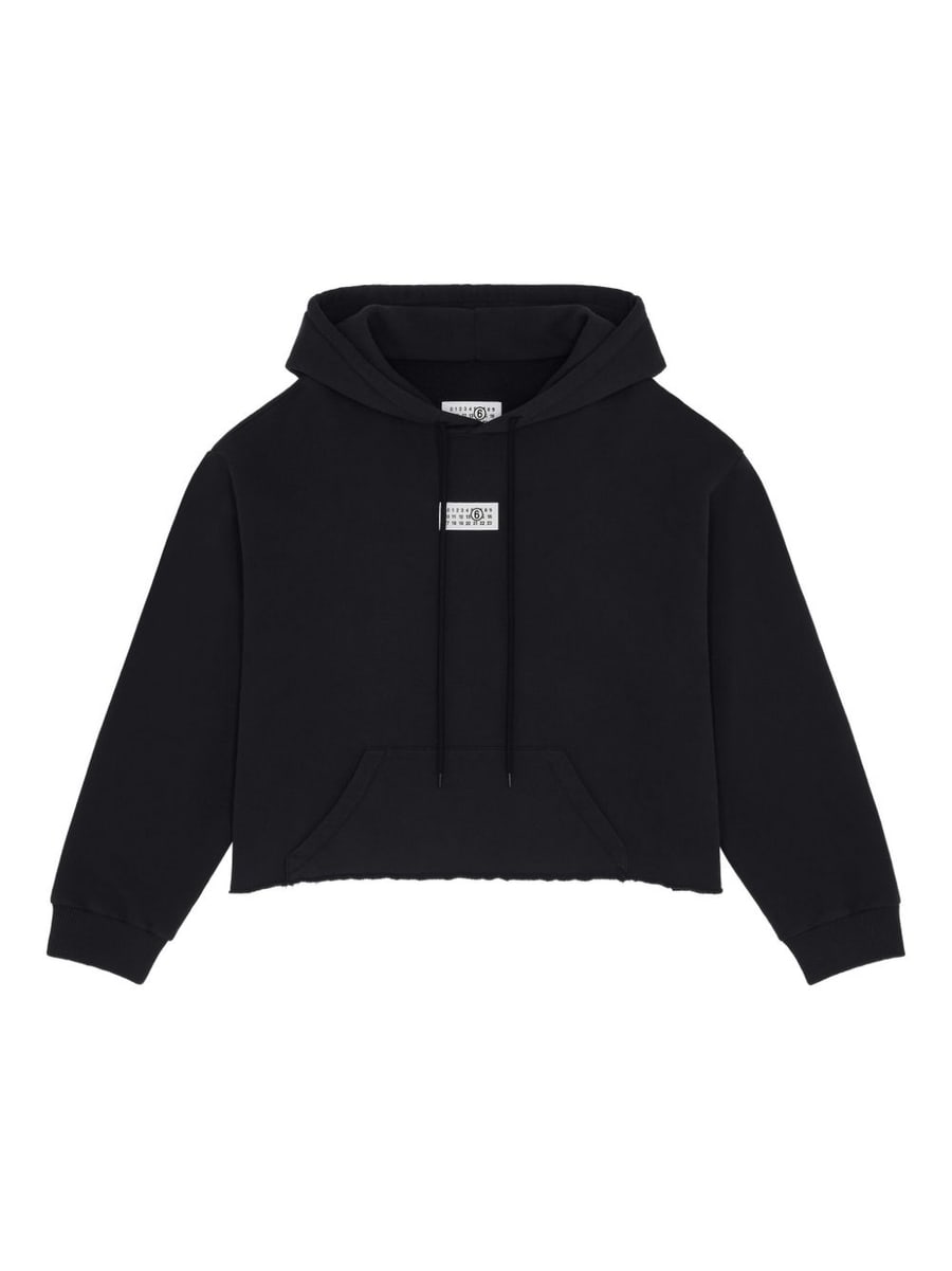 MM6 Maison Margiela Felpa con cappuccio in cotone nero