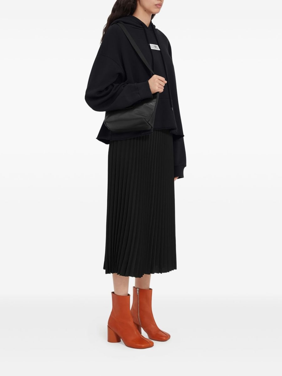 MM6 Maison Margiela Felpa con cappuccio in cotone nero, view 2