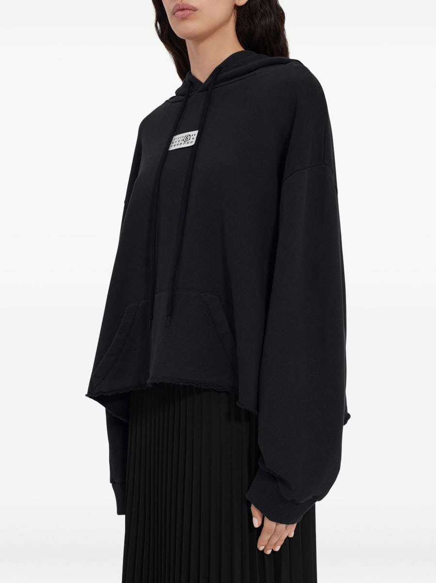 MM6 Maison Margiela Felpa con cappuccio in cotone nero, view 3