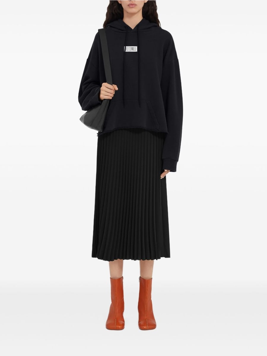 MM6 Maison Margiela Felpa con cappuccio in cotone nero, view 4