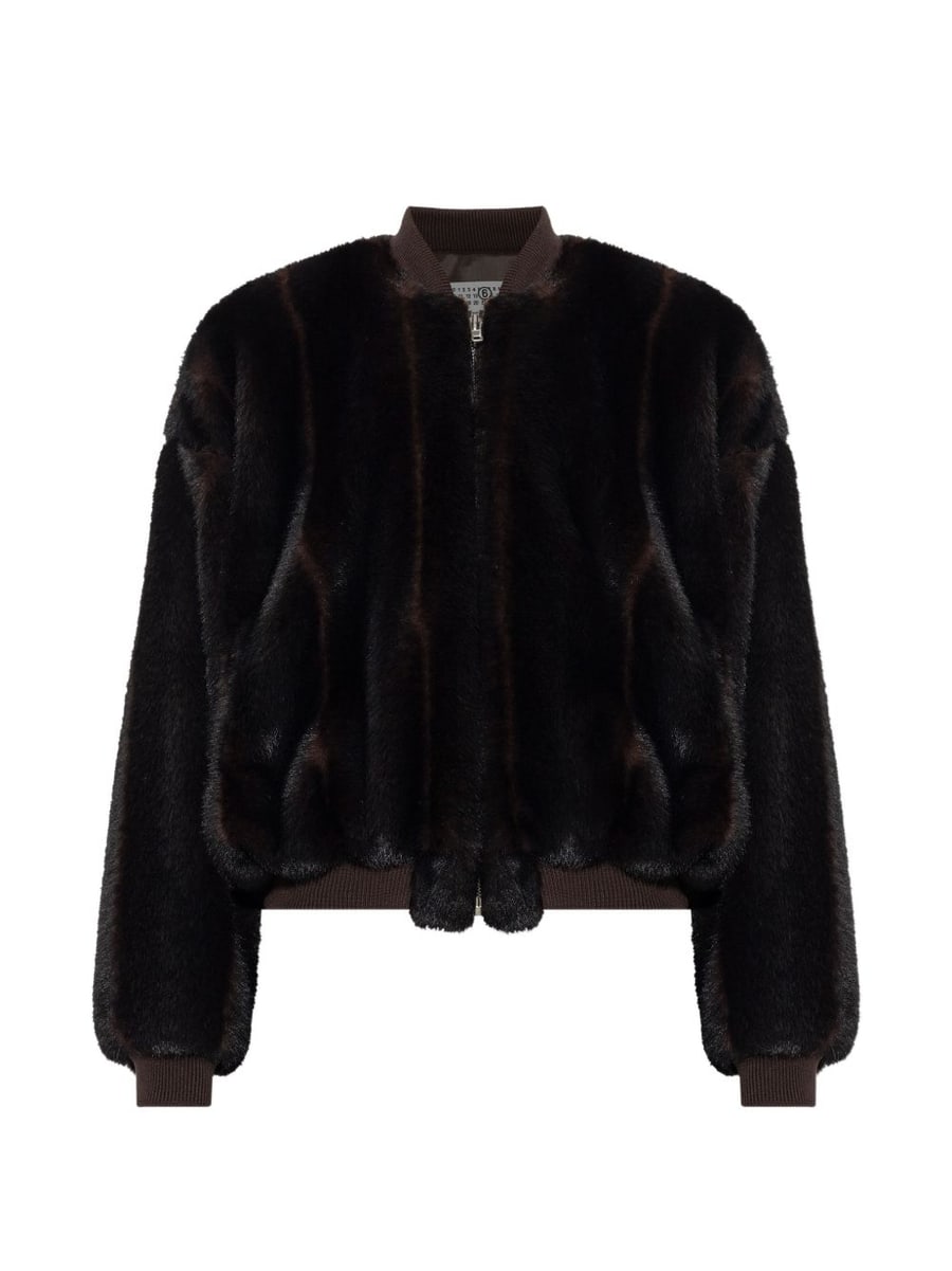 MM6 Maison Margiela Bomber in eco pelliccia marrone