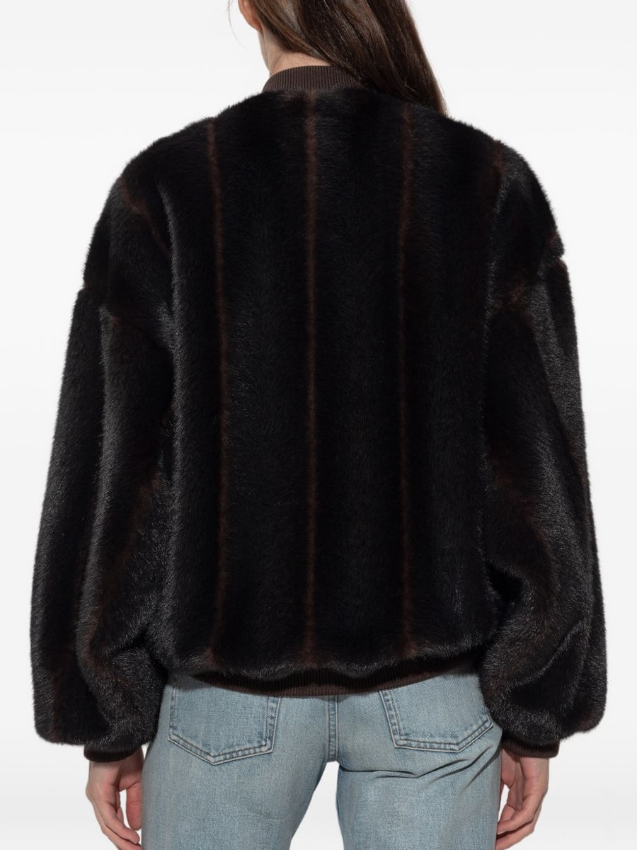 MM6 Maison Margiela Bomber in eco pelliccia marrone, view 2