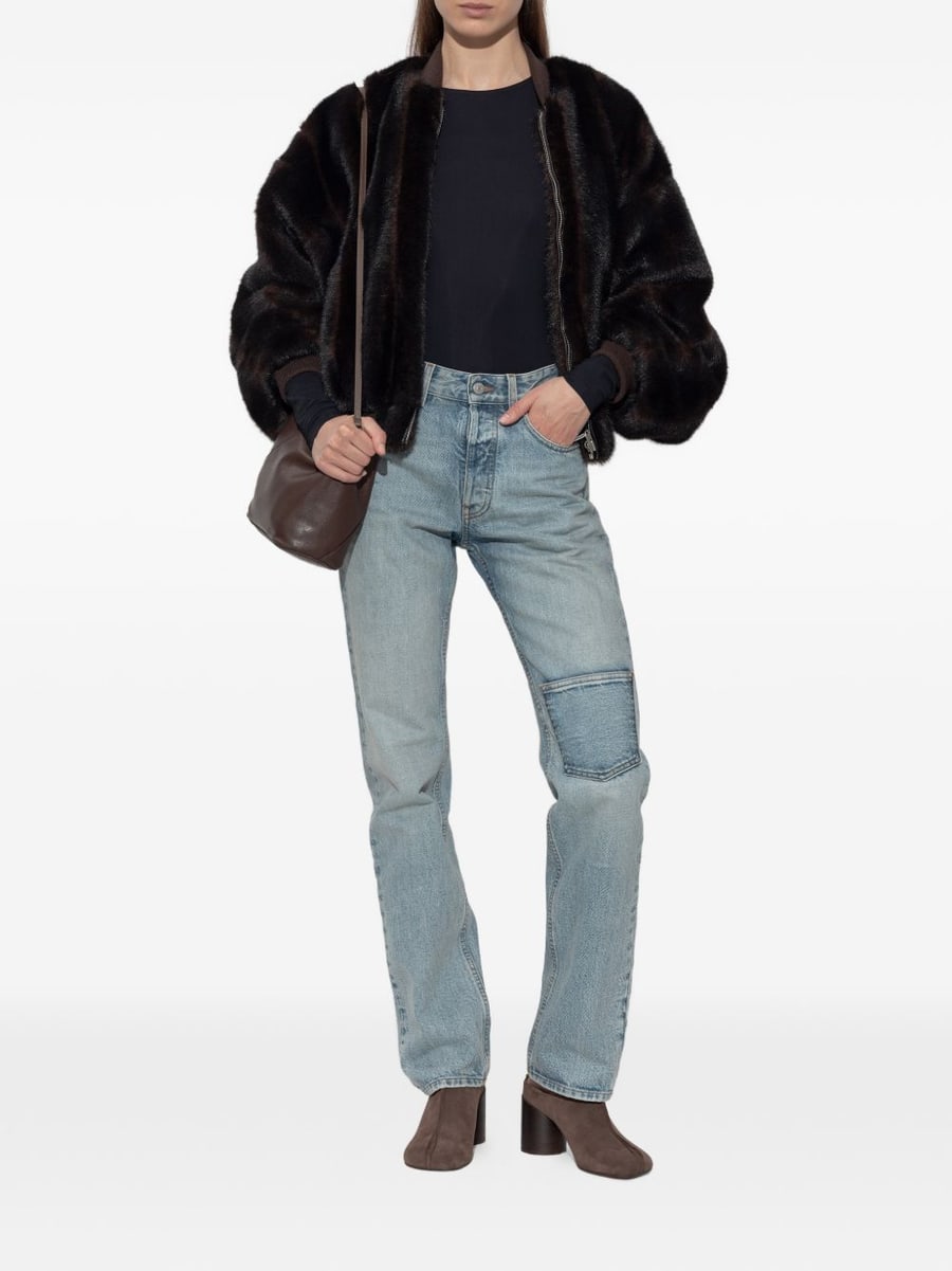 MM6 Maison Margiela Bomber in eco pelliccia marrone, view 5