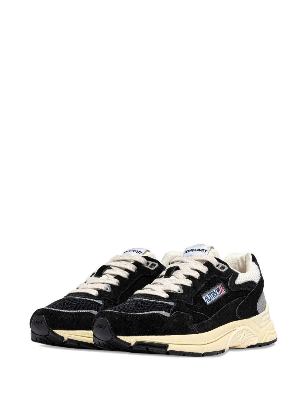 Autry Sneakers Hyperway in mesh e suede nero e argento, view 2
