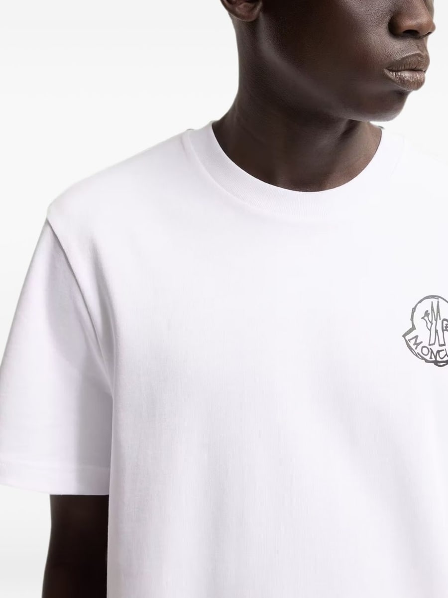 Moncler T-shirt in jersey di cotone con patch logo, view 5
