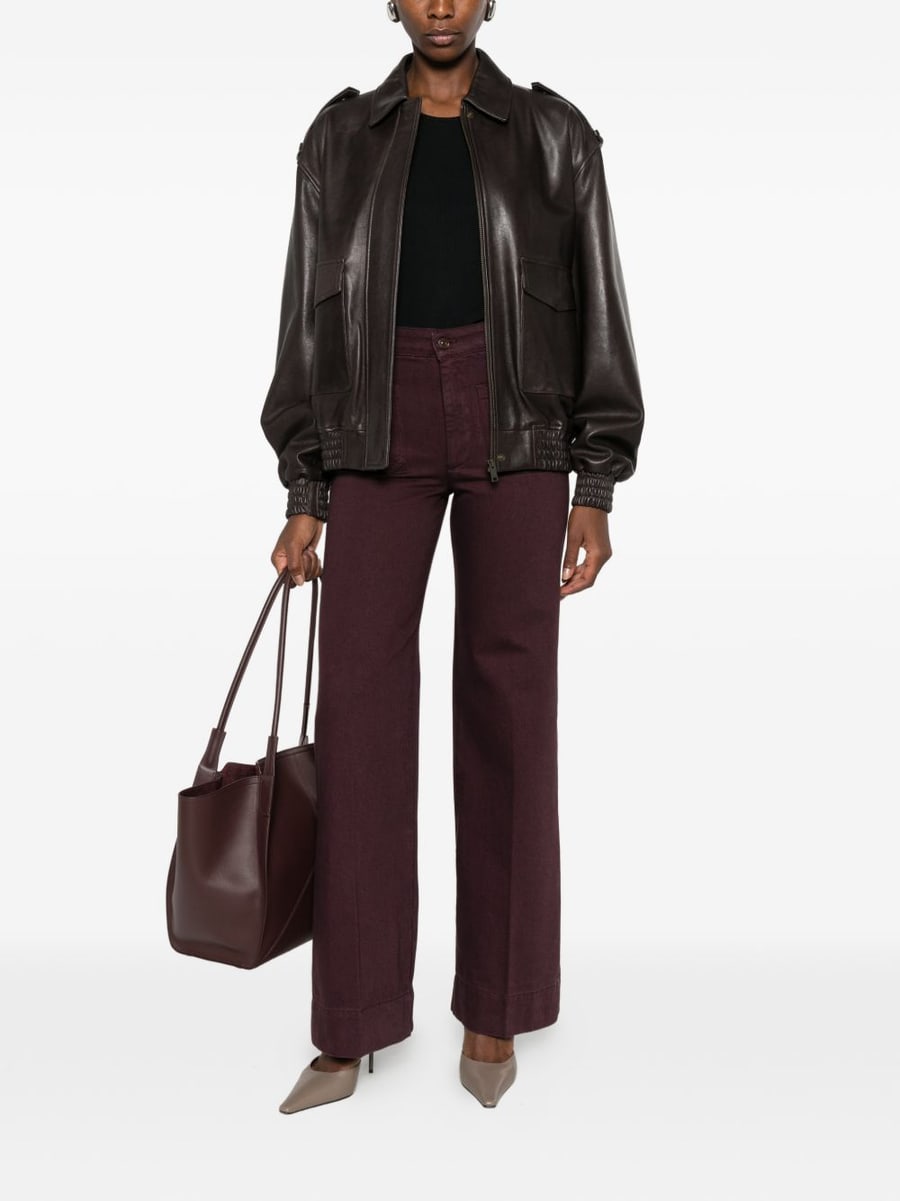 Victoria Beckham Jeans Alina in cotone bordeaux, view 3
