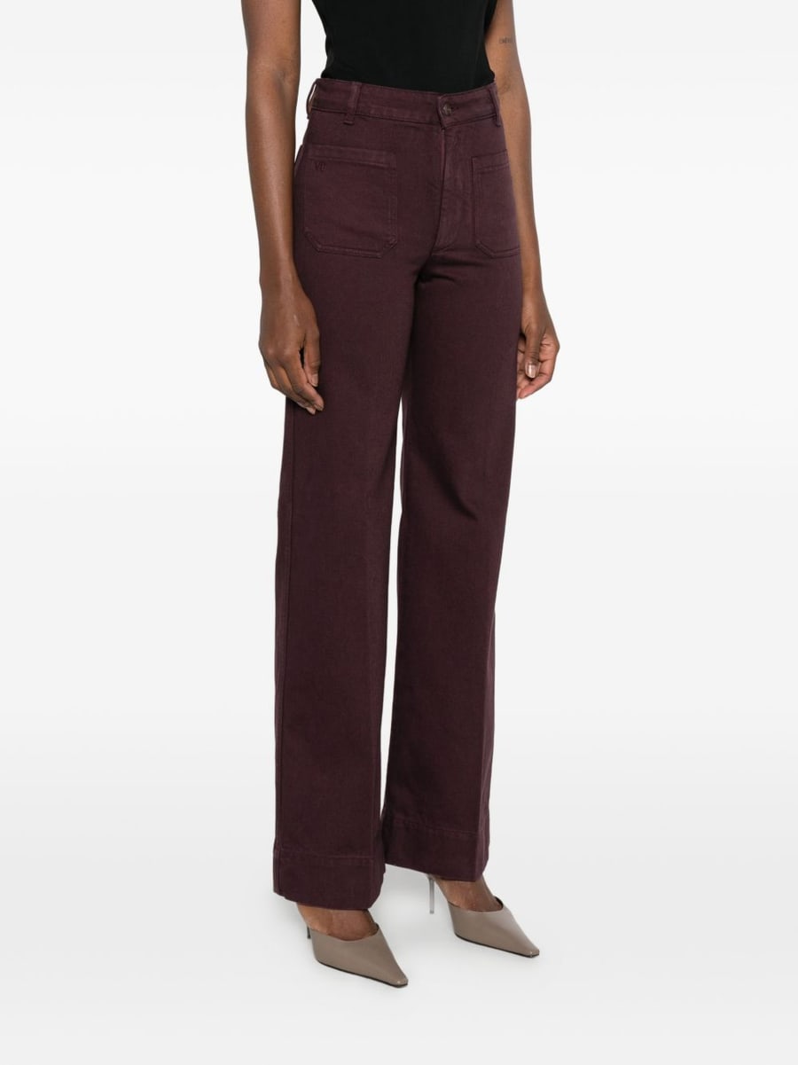 Victoria Beckham Jeans Alina in cotone bordeaux, view 4