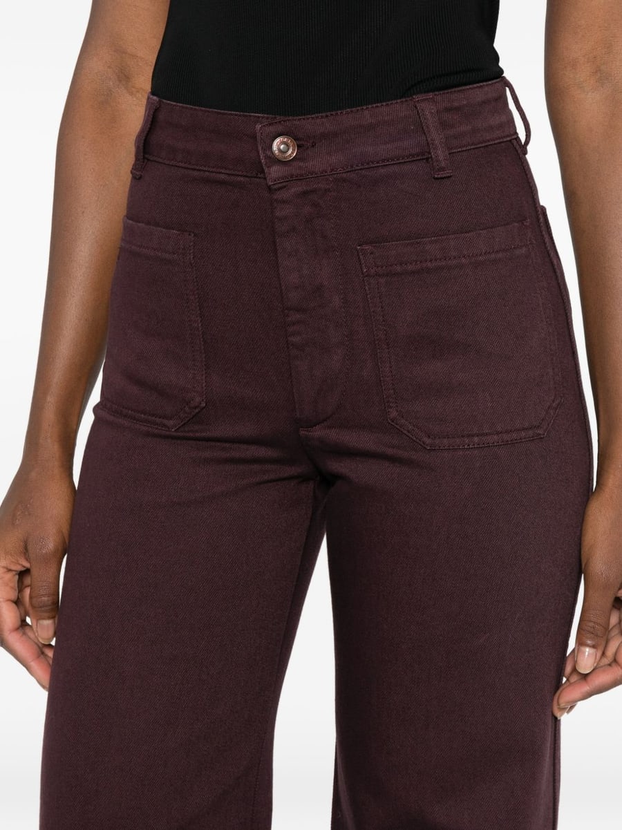 Victoria Beckham Jeans Alina in cotone bordeaux, view 5