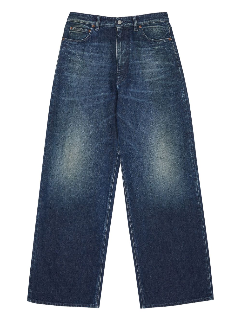 MM6 Maison Margiela Jeans wide-leg blu scuro con effetto sfumato