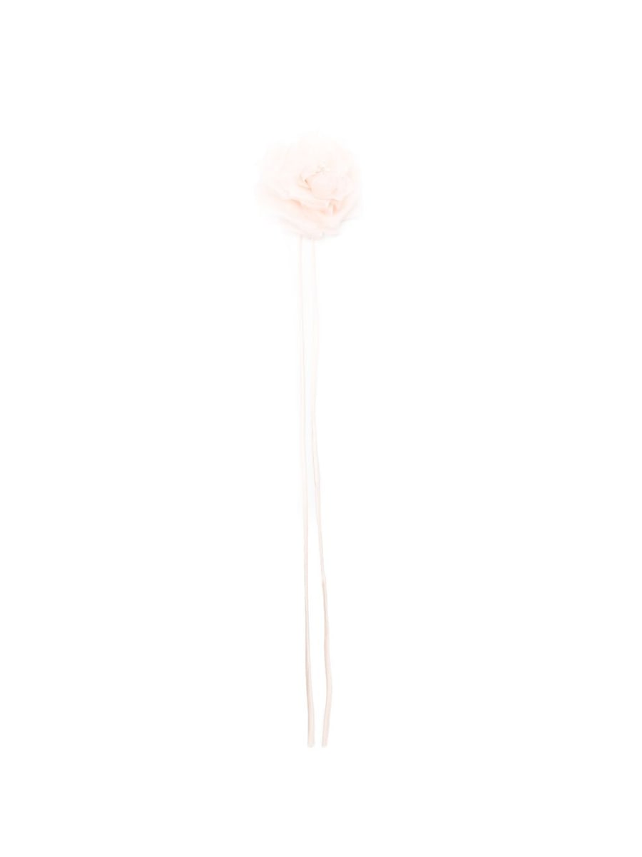 Max Mara Spilla elegante a forma di fiore in tessuto bianco