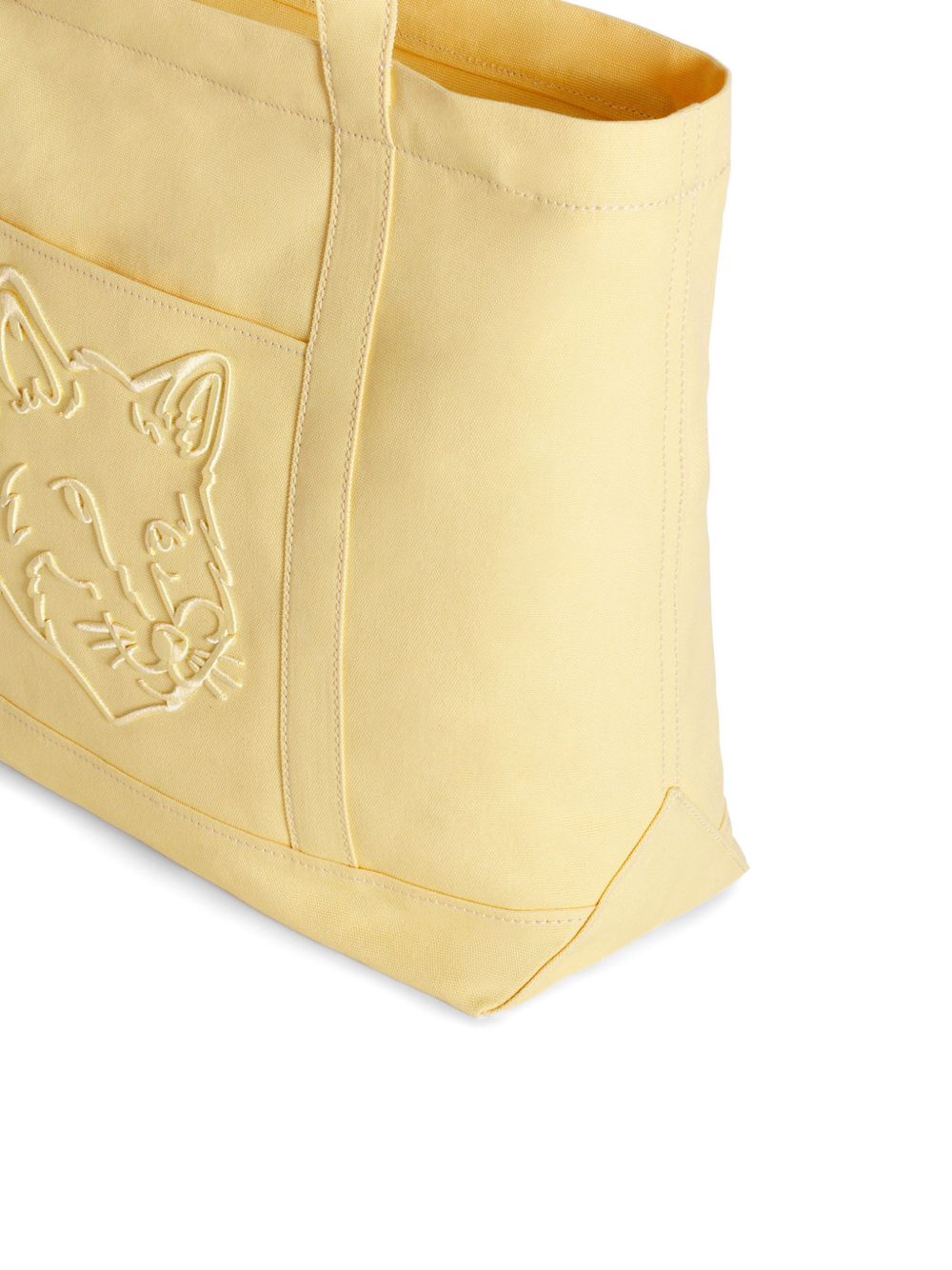 MAISON KITSUNE Borsa a mano con icona design ricamato giallo burro, view 2