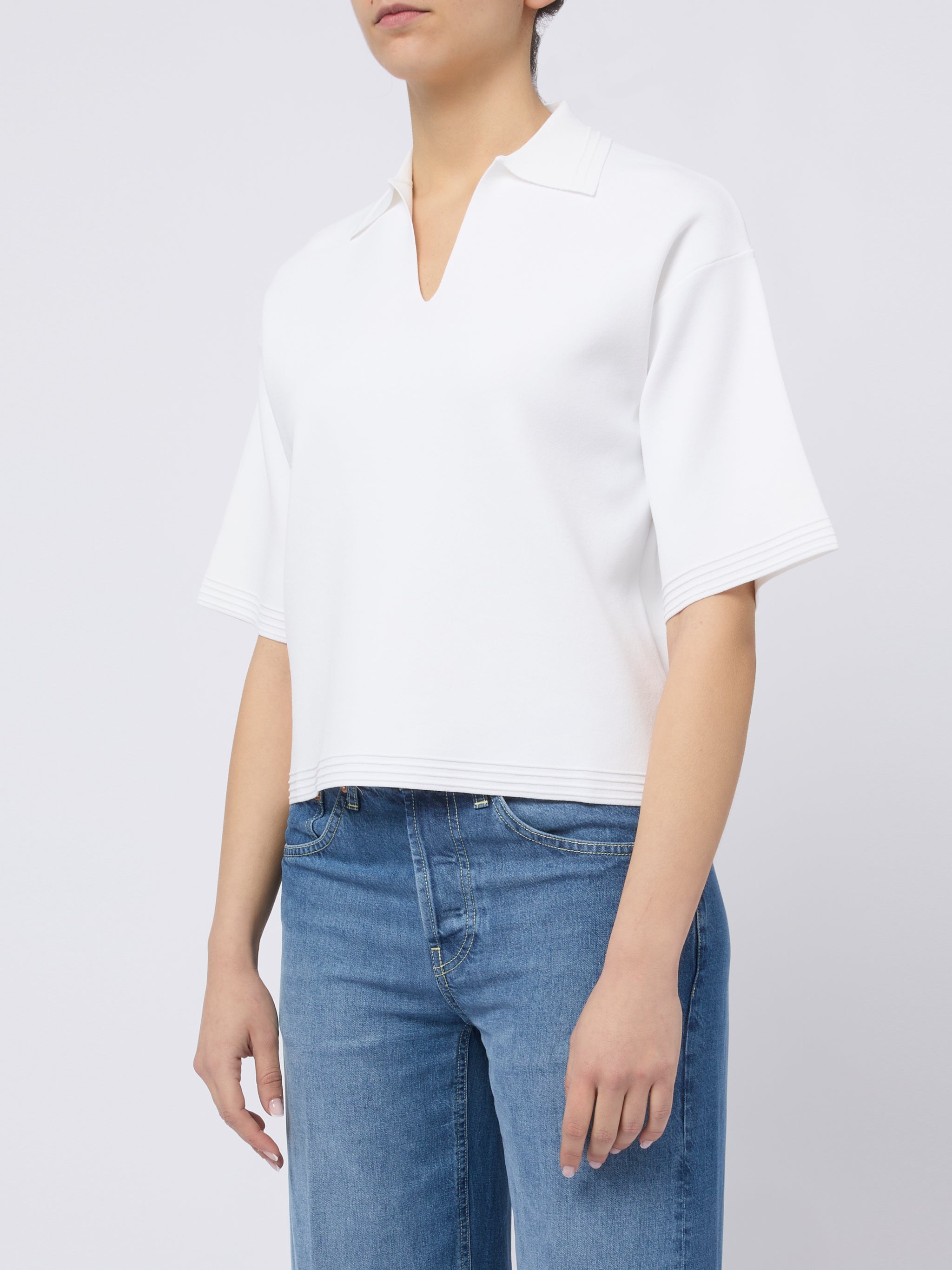 Max Mara T-shirt Dolce con scollo a V bianca, view 2