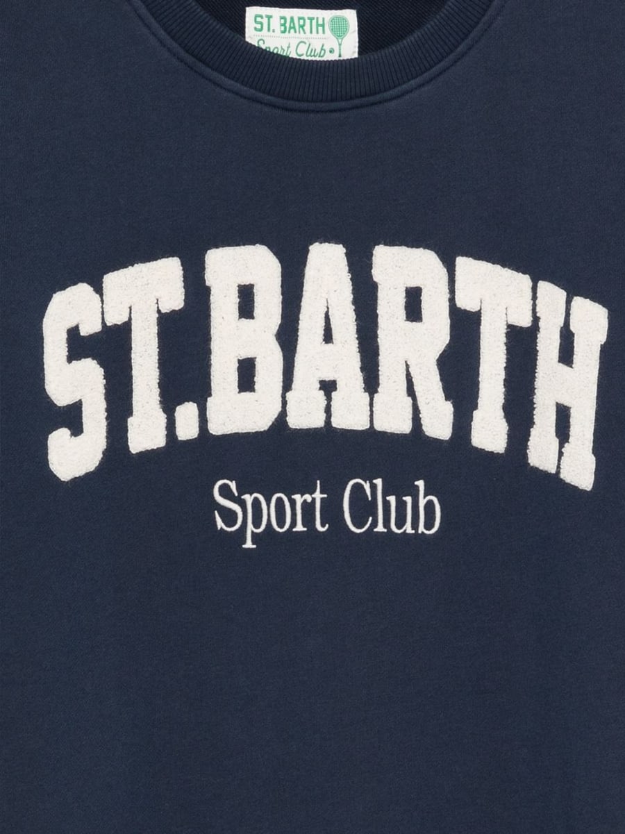 MC2 SAINT BARTH Felpa Ponza girocollo in cotone blu navy, view 2