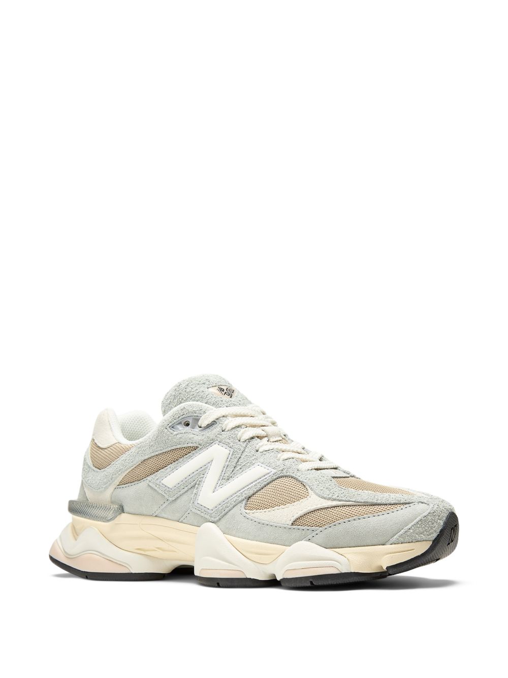 New Balance Sneakers 9060 in camoscio grigio e beige, view 2