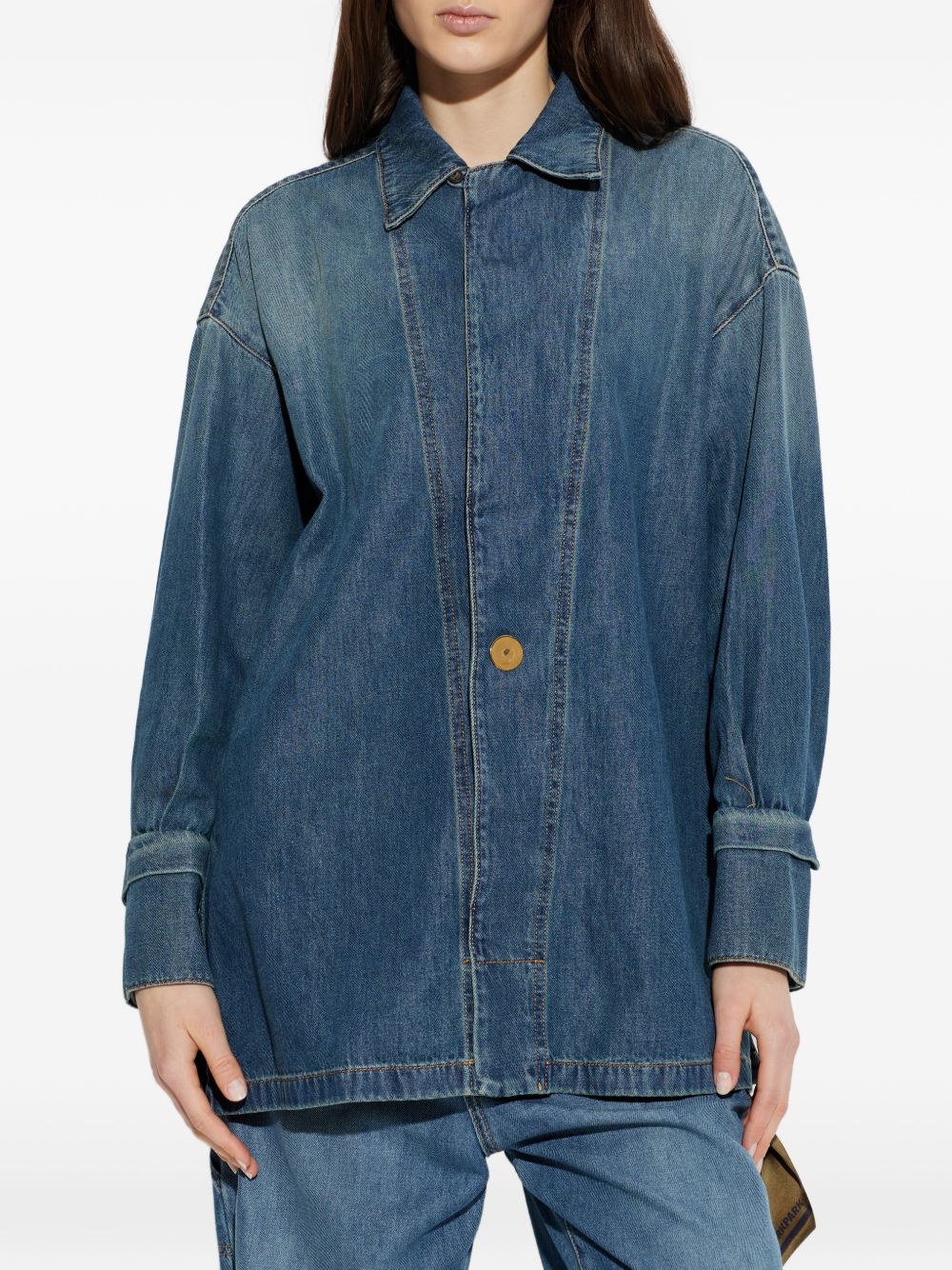 DARKPARK Camicia Jodie in cotone denim blu, view 2