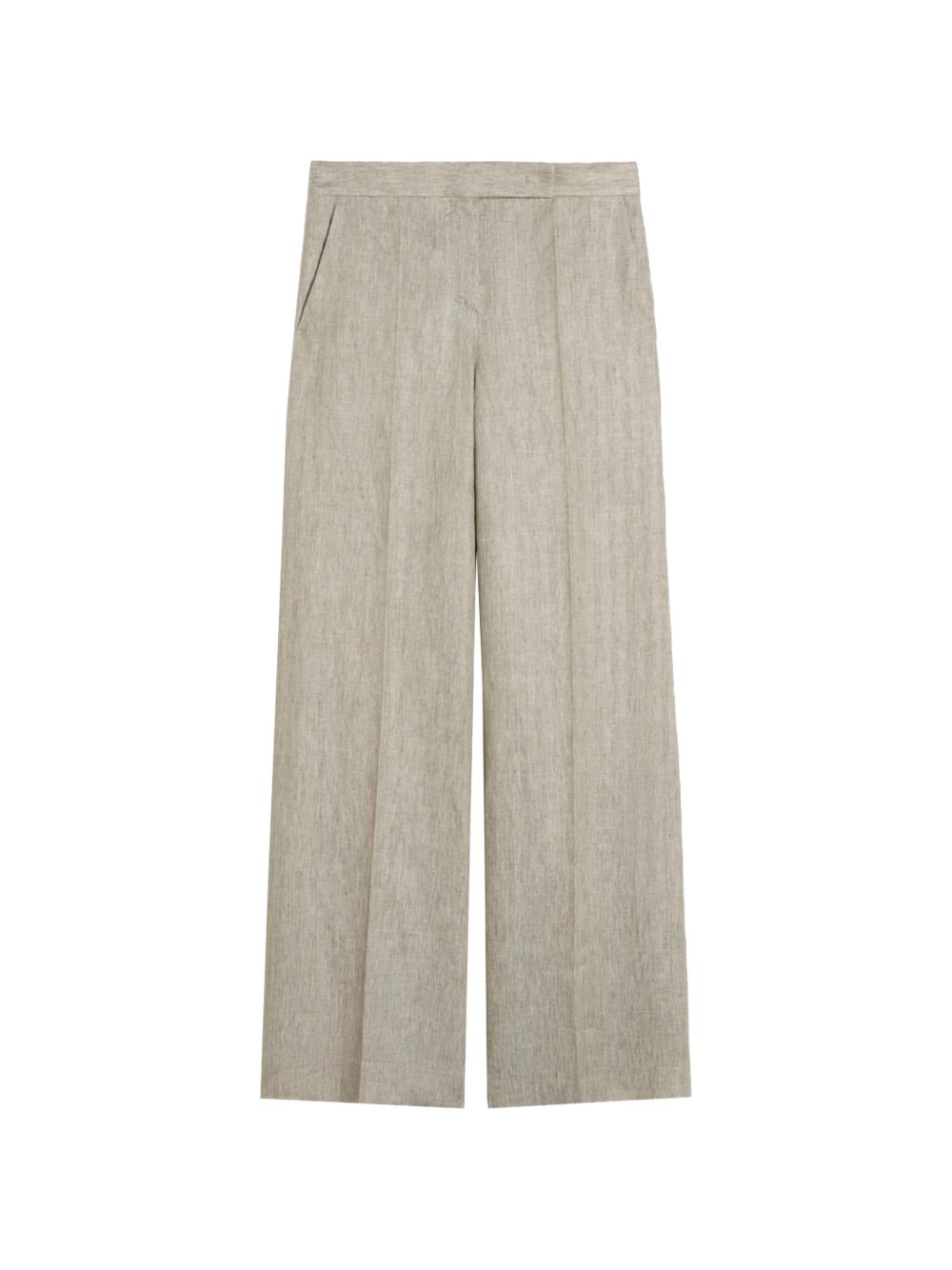 Max Mara Pantaloni Deserto in lino grigio svasati